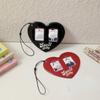 Tendință coreeană Y2K în formă de inimă Slot dublu pentru card PP Suport card Kpop Star 2 inci Suport mic de afișare pentru fotografii de identificare Cute Girl Bag Pandantiv