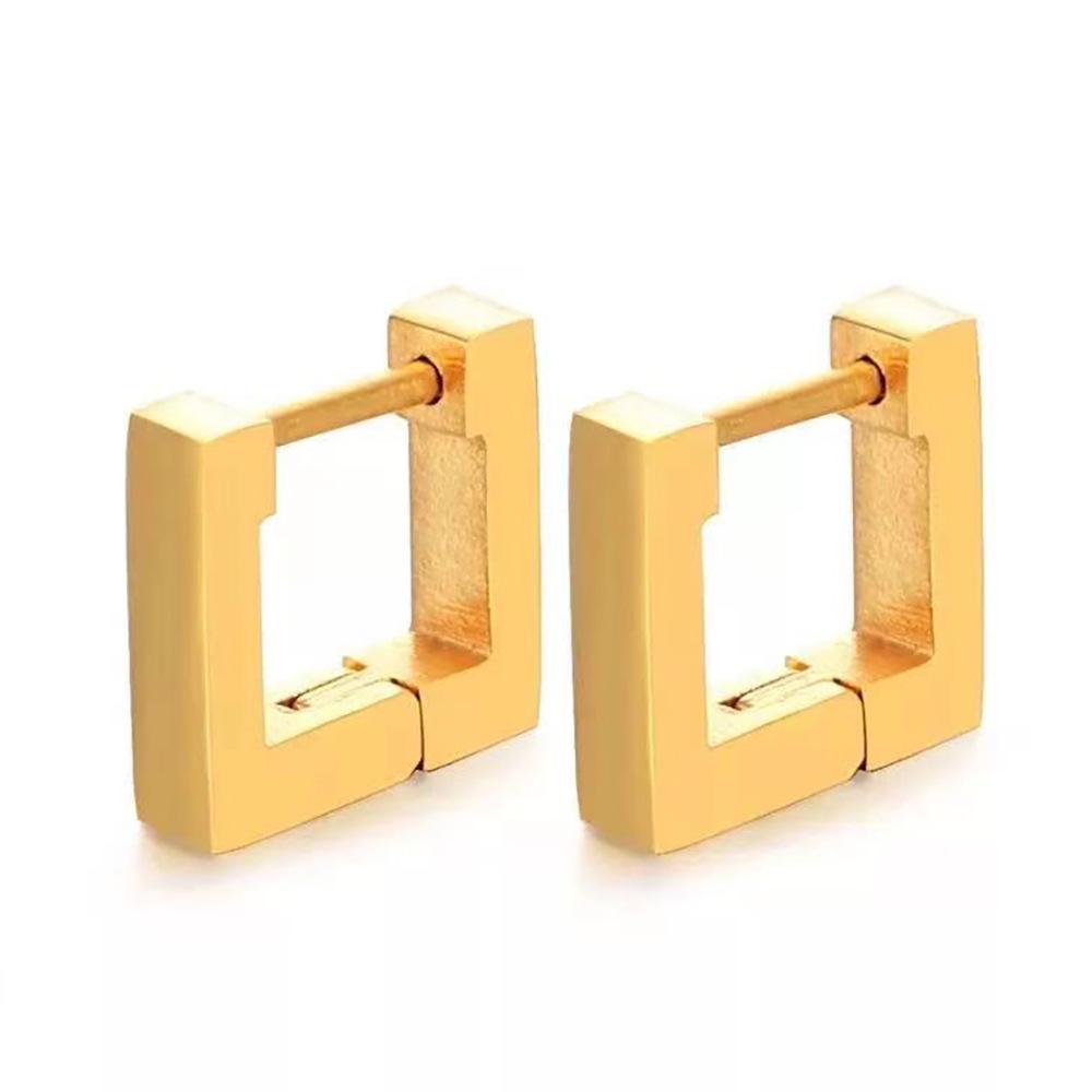 European & American Simple Geometric 15MM Square Stainless Steel Titanium Earrings, Versatile and Creative Ear Studs for Couples