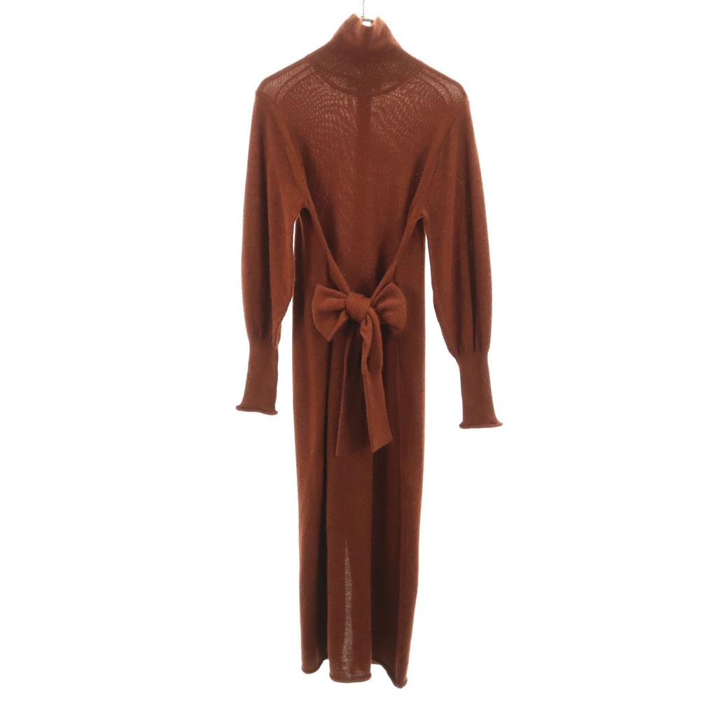 SAYAKA DAVIS alpaca Long sleeve knit Long dress P Brown Women Used