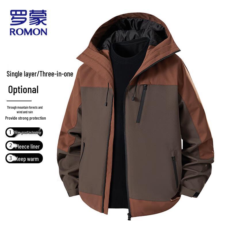 ROMON Men's 3-in-1 Outdoor Windproof Fleece Lined Jacket