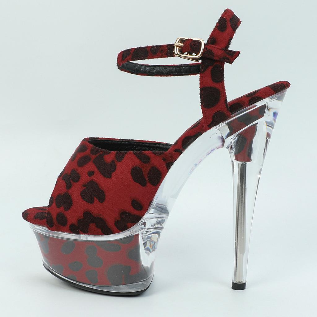 Női platós szandálok, 5,9 hüvelykes magassarkú, leopárd talpú szexi szandálok, 2024 új divat LFD-190-97