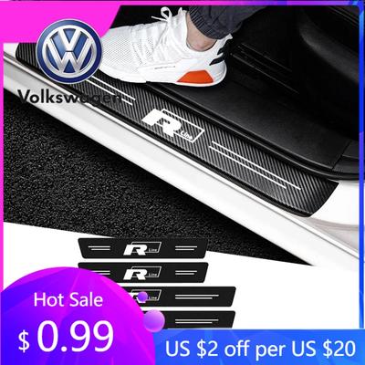 2026 Hot Sticker Car Threshold Door Sill Stickers Trunk Bumper Scratch Strips for Volkswagen VW Rline R Line Polo Touran Tiguan