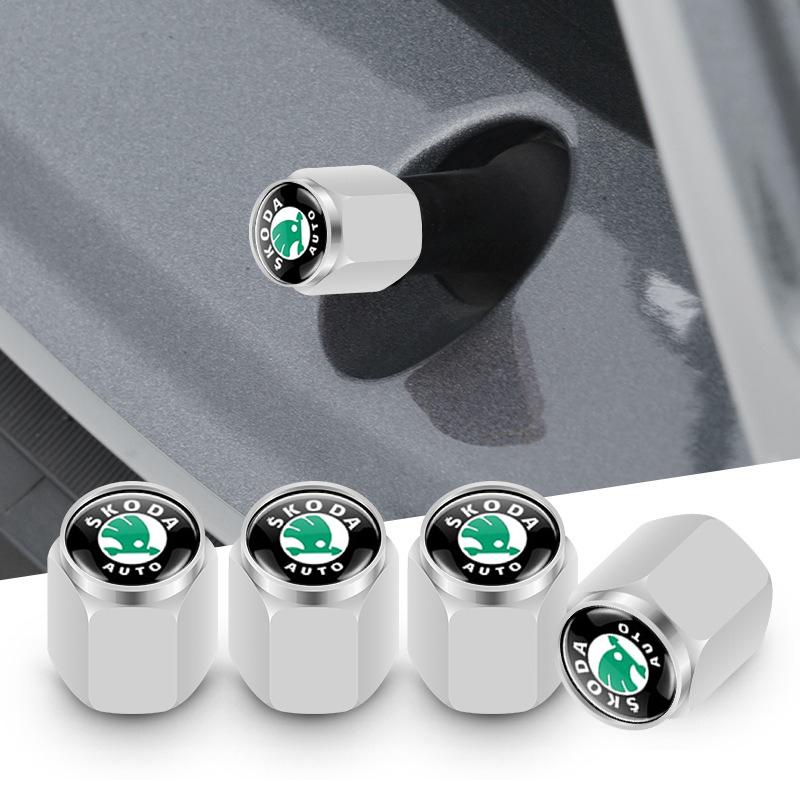 5pcs Metal Car Tire Wheel Theftproof Cap Air Valve Stem Dust Waterproof Cover For Skoda Fabia Superb Rapid Yeti Karoq Vision MK3  VR6