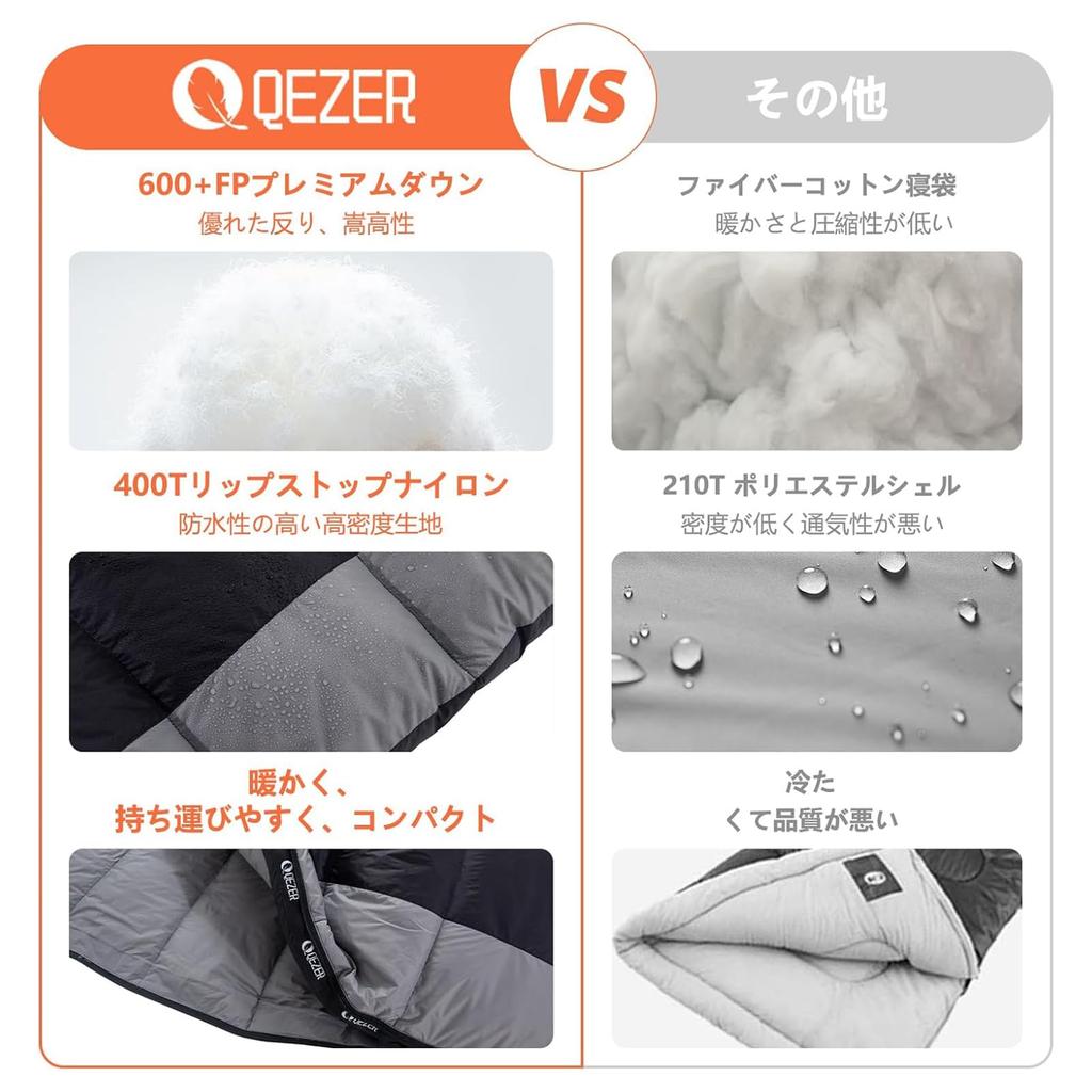 QEZER Schlafsack für den Sommer, Umschlagtyp, leichte Luxus-Daunen, gefüllt mit 300 g bis 1200 g 400T Wasserfedern, Schlafbeine vollständig für das Schlafen in den Bergen
