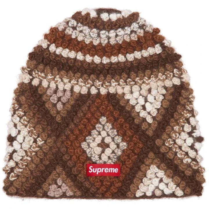 Supreme Textured Knit Beanie Brown One-Size