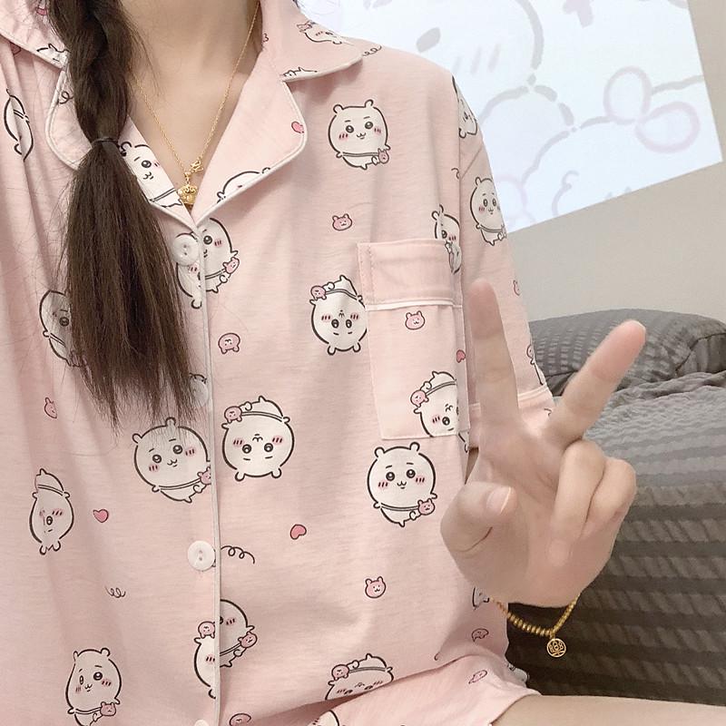 

Пижама с коротким рукавом Chiikawa Usagi - Милая летняя домашняя одежда в японском стиле для женщин XXXL (150–165 lbs)
