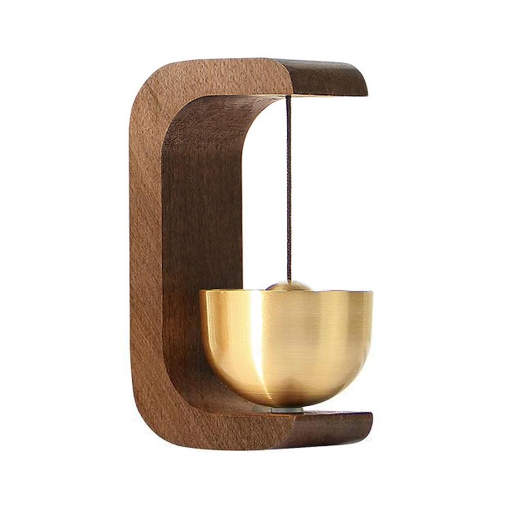 Miniature Buddhist Bell, Brass, Pet Memorial Service, Modern Buddhist Altar, Beautiful Sound, Mini Base, Natural Wood, Stylish, Portable