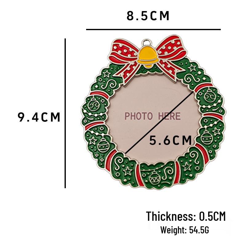 Metal Christmas Wreath Photo Frame Alloy Pendant Tree Decoration