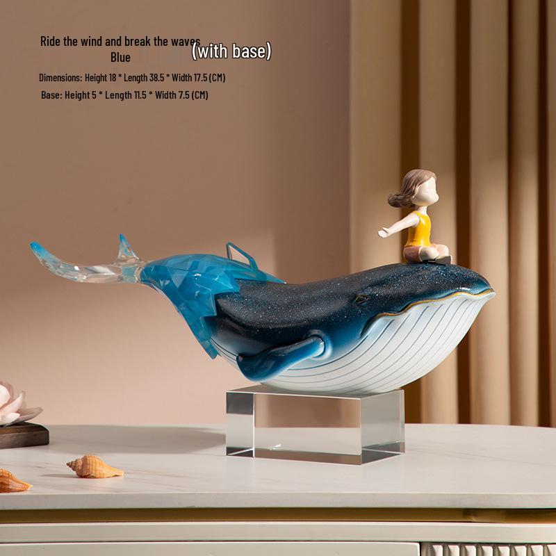 

Whale Transparent Resin Sculpture for TV Cabinet - Modern Creative Ocean Ornament
