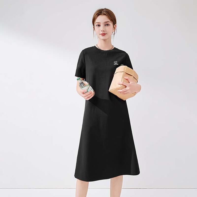 Qiusbiyiren Women s Classic Round Neck Midi Dress L
