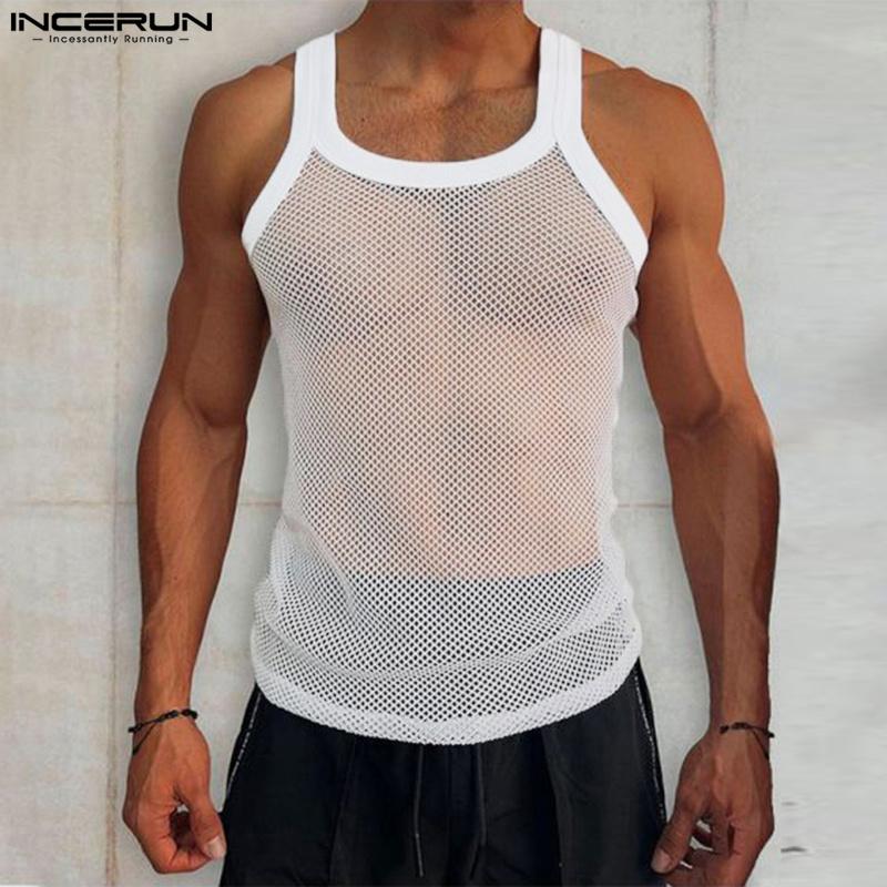 INCERUN Прозрачные мужские тонкие белые майки без рукавов купить ...