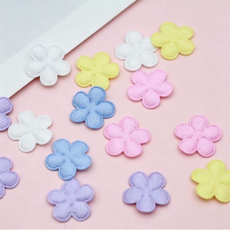 30Pcs Multicolored Fabric Flower Appliques 2CM Flower Charm Hair Accessories For Handmade Hat Bag Clothing Embellishment