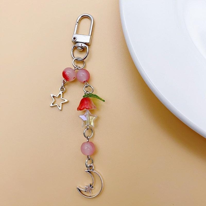 Elegante Maiglöckchen Handyketten Perlen-Handy-Lanyard Schlüsselanhänger Einfache Tragbare Handy-Taschen Rucksack Schlüsselhalter Dekoration