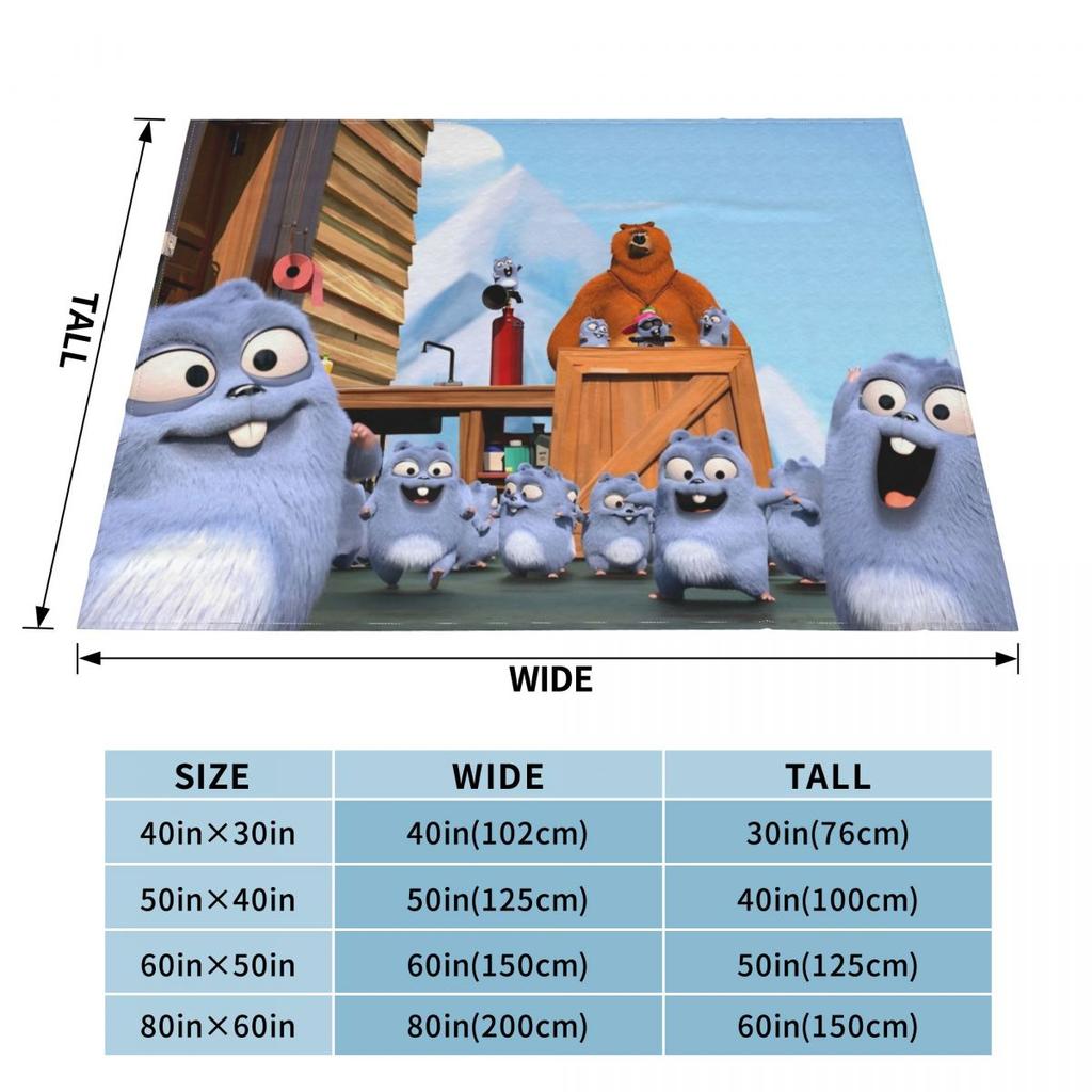 Grizzy Beer Cartoon Blanket Cover Flannel Throw Blanket Home Couch Decoration Soft Warm Bedspreads