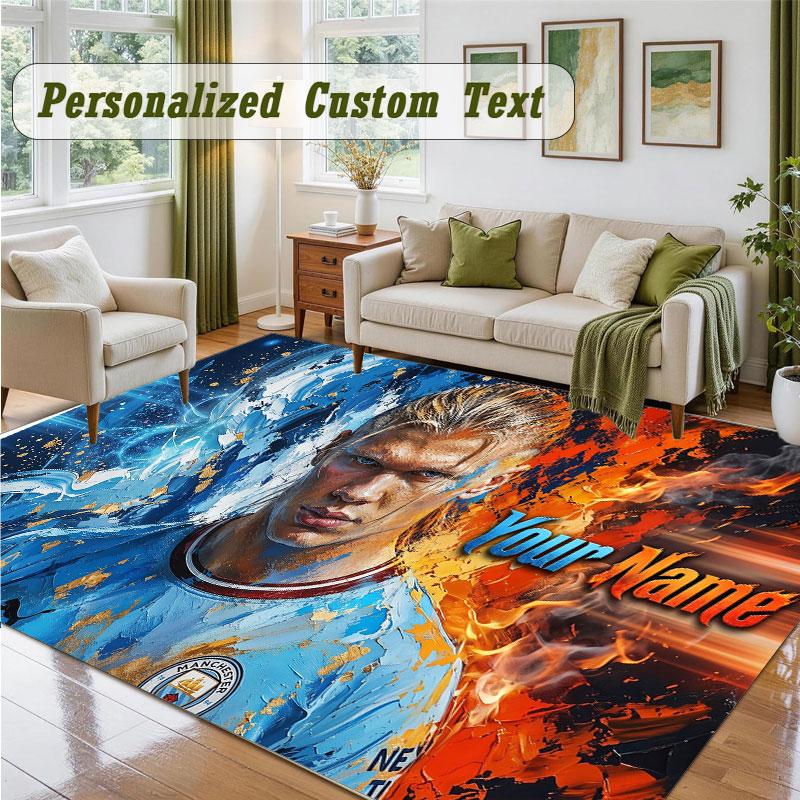 Crystal Velvet Square Rug Custom NameErling Haaland Pattern Non Slip Home Floor Decor Rug