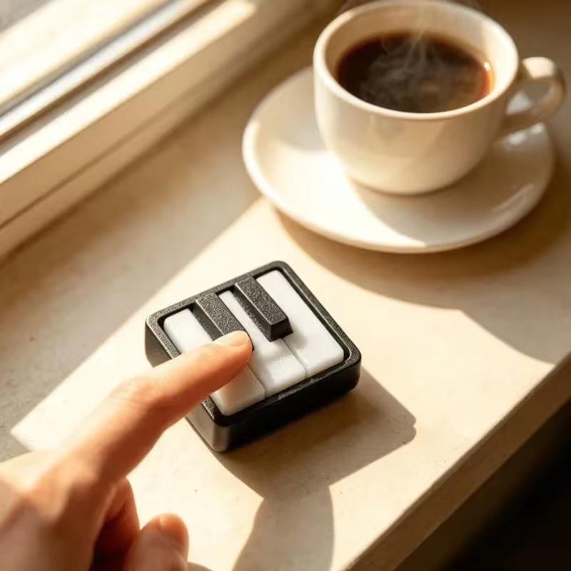 1Pcs Sensory Stress Relief Keychain 3D Printed Mini Piano Keyboard Clicker Fidget Toy Office Desktop Decor Souvenir Gift