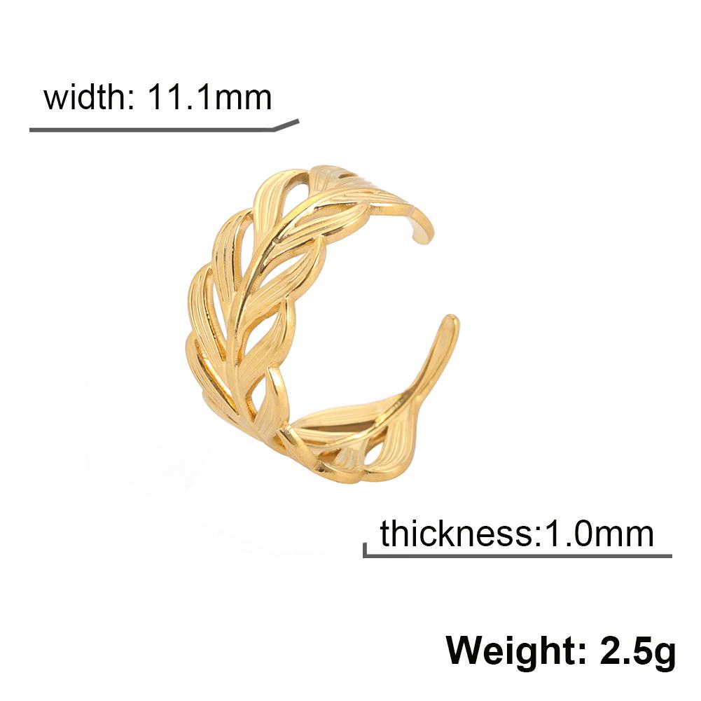 Cazador Ear of Wheat Leaves Open Rings for Women Stainless Steel Rings Jewelry Anniversary Birthday Wedding Gifts 2026 Trend
