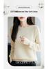 Women's Anti-Pilling 100% Cotton Sweater, Round Neck, Diagonal Block Pattern, New Style Knit, Thick Base Layer Top