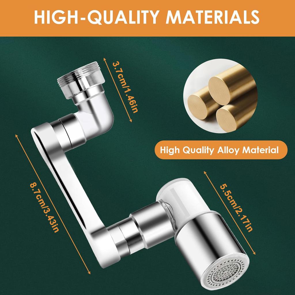 Kitchen Faucet Extender With Filter 2 Modes Metal Universal Swivel Bubbler Nozzle Sprayer 1080° Rotate Filtered Faucet Extension