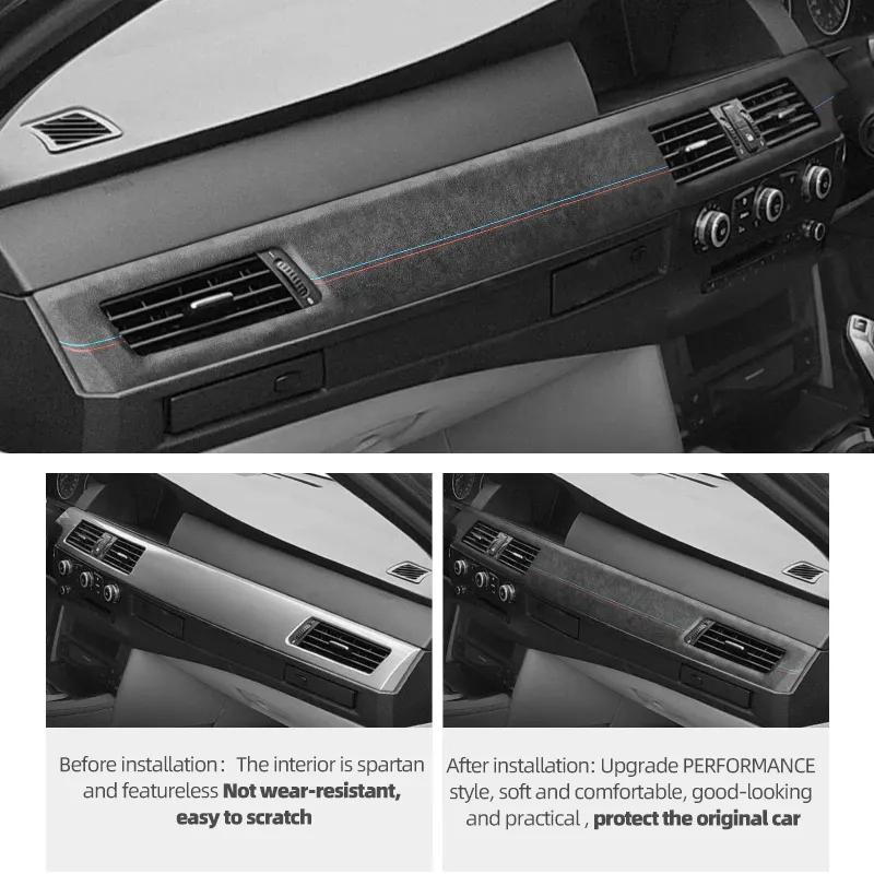 Para BMW Serie 5 E60 2004-2010 Hecho de Alcantara Panel del Tablero Embellecedor de Instrumentos Pegatina de Rendimiento Accesorios Interiores del Coche