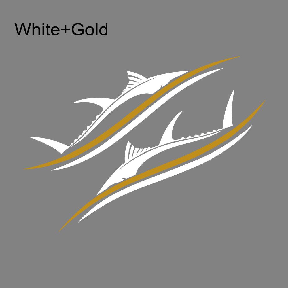

2pcs/set Fish Stripes Style Car Decals for Vehicle Car Boat RV Campervan Caravan Motorhome Window Decorate Waterproof Vinyl 100x23cm біле золото кольору