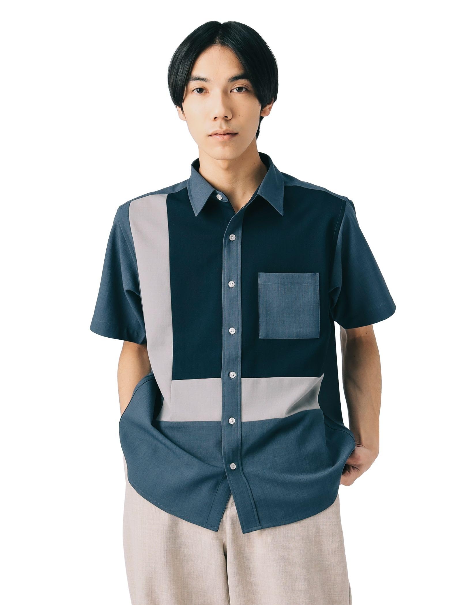 

Рубашка Полиэстер Нашивка Рубашка с коротким рукавом ТЕМНО-СИНИЙ M 42010077413 [BEAMS HEART] S/S Мужская