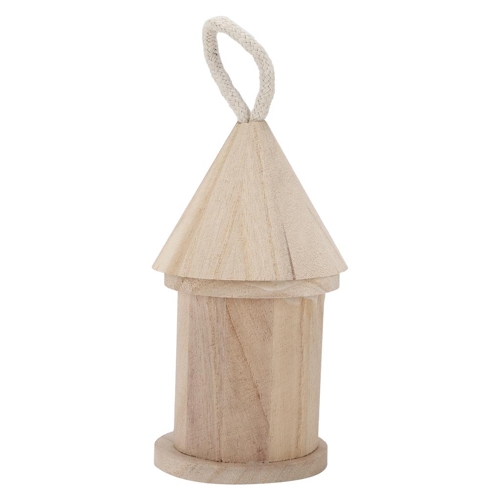 Small Hanging Bird House Wooden Round Bird Nest with Cotton Rope for Outdoor Garden Decoration