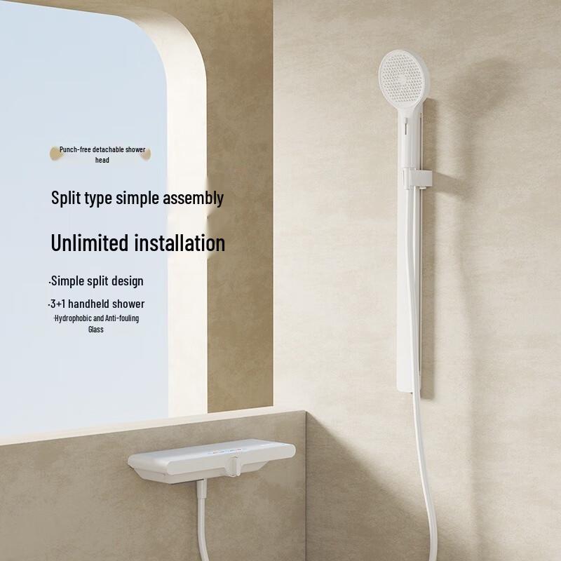 TLXT Minimalist White Wall-Mounted Shower System
