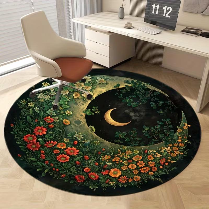 Round Farm Road Area Rug for Kids Car Track Print Soft Comfortable Non Slip Washable Play Mat Crawling Mat for Bedroom Playroom