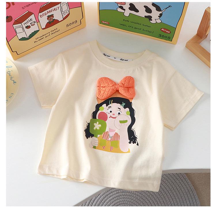 Cartoon 3D Doll T-Shirt for Kids - Pure Cotton, Short Sleeve, Summer Parent-Child Outfit