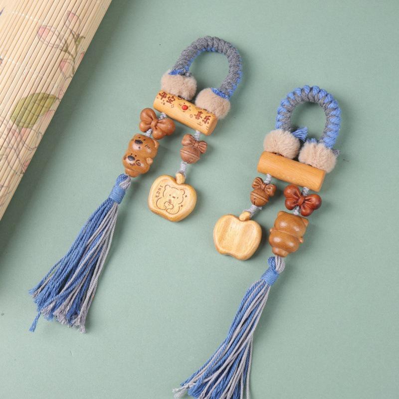 Golden Sandalwood Cute Star Gourd Car Pendant for Peace