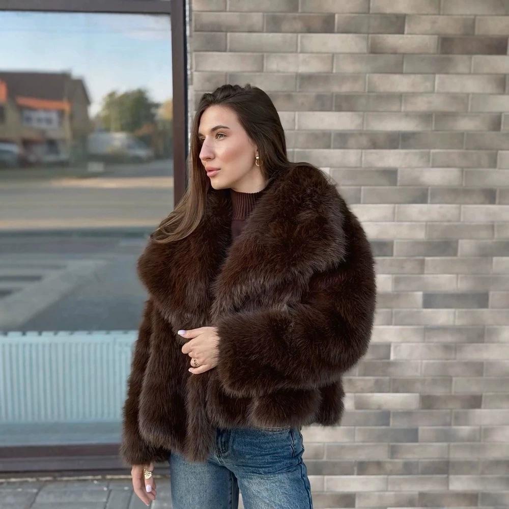 Women Short Coats Faux Fur Jackets Turn Down Collar Coat Work Outerwear Thick Warm Y2k Streetwear Jacket Elegant Autumn Winter