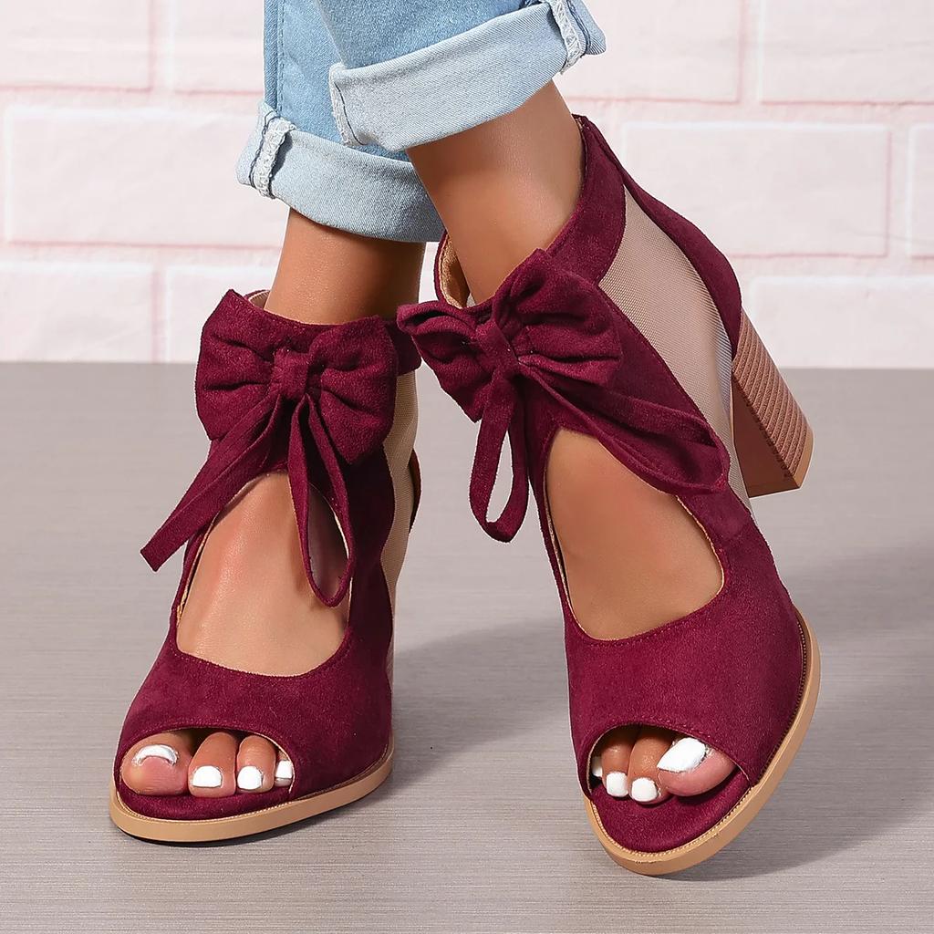 Lila Damen Stiefelsandalen Peep Toe High Heels Sandalen