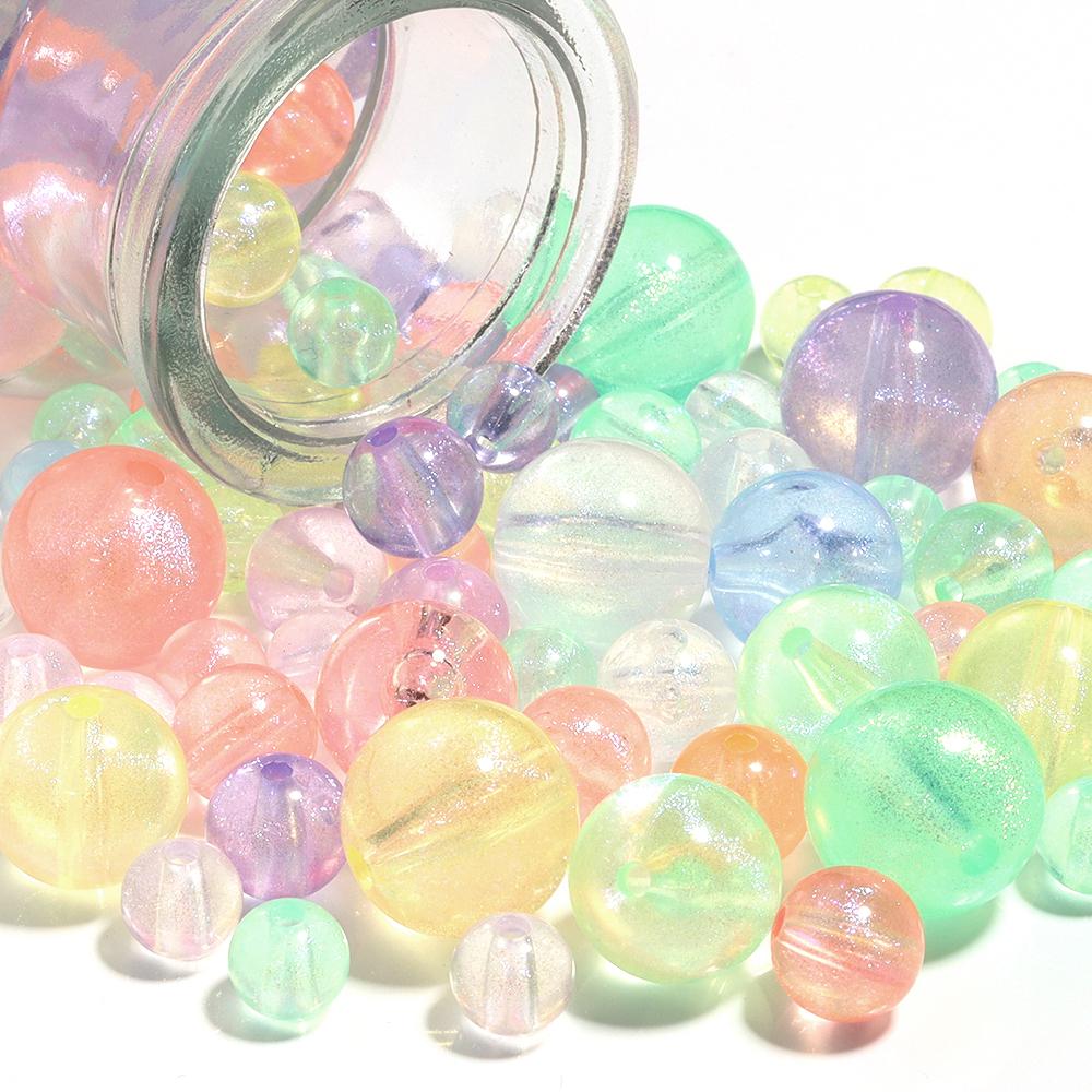 8 10 14 16mm Acrylic Plated Colored Beads Transparent Loose Spacer Round Beads DIY Exquisite Bracelet Phone Chains Accessories