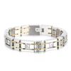 12mm gebürstetes Armband CZ Schmuck Geburtstagsgeschenke für Freund Vergoldetes Edelstahl-Kettenarmband für Männer