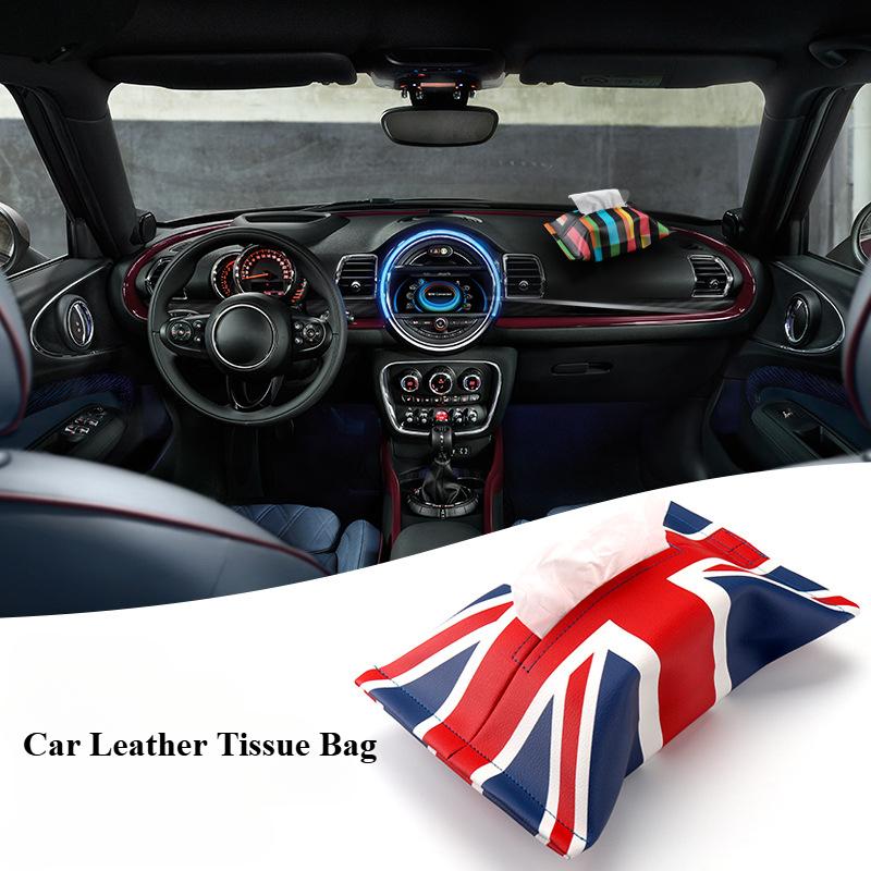 Microfiber Leather Car Tissue Box British Style Creative Personality Red/Blue Union Flag Car Use Paper Bag High Quality