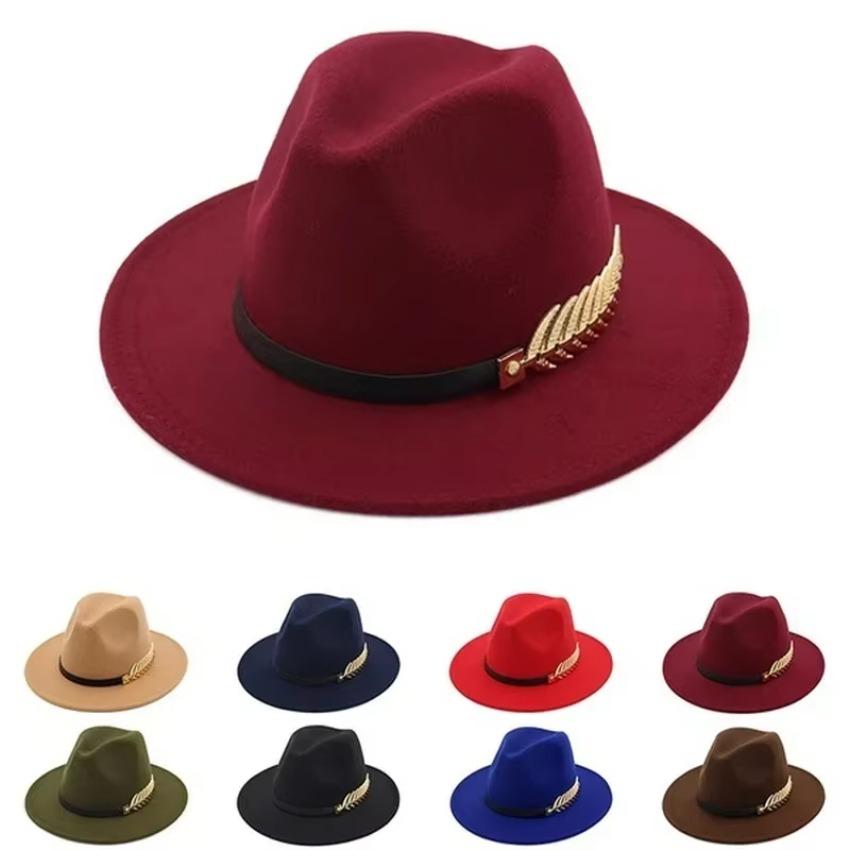 1 Pcs New Fashion Unisex Men Women Hat Woolen Wide Brim Jazz Cap Hats Hats for Women Sombrero Cawboy Fedora