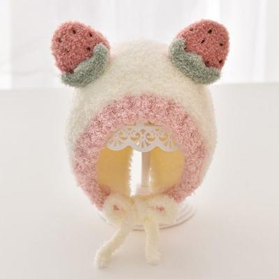 Cartoon Cold-Proof Autumn Winter Hats Warm Thickened Children Beanie Caps Cute Fruit Newborn Cap Outdoor