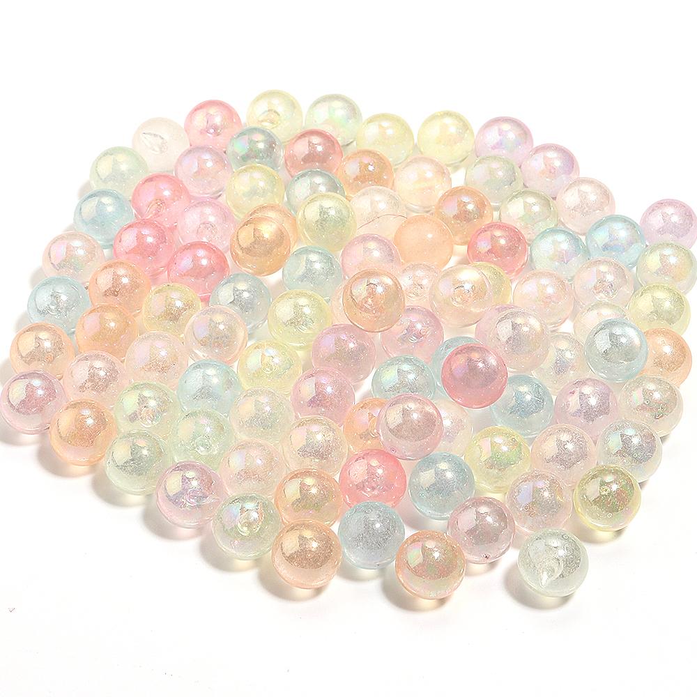 100-200pcs 6/8/10mm Color Plated Imitation Pearl Beads No Hole Loose Acrylic Round Beads For DIY Handmade Bracelet Necklace Deco