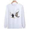 Literary Trend Round Neck Japanese Trendy Brand American Retro Printing Bottom Long Sleeve T-Shirt Men'S Fashion Versatile