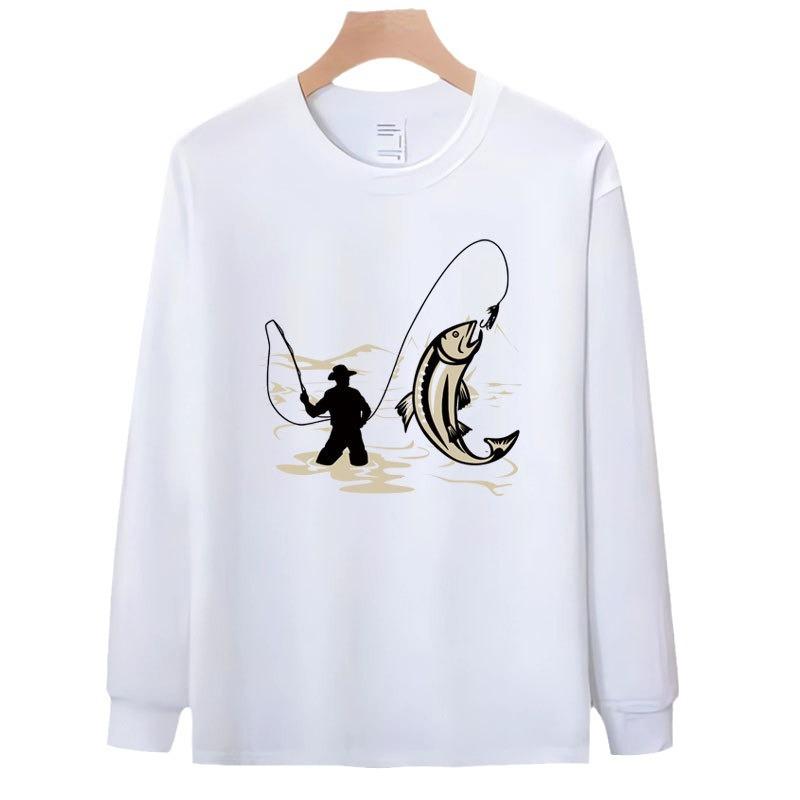 Literary Trend Round Neck Japanese Trendy Brand American Retro Printing Bottom Long Sleeve T-Shirt Men'S Fashion Versatile