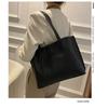 Simple Solid Color Large Capacity Tote Bag Casual Soft Leather Shoulder Bag for Women