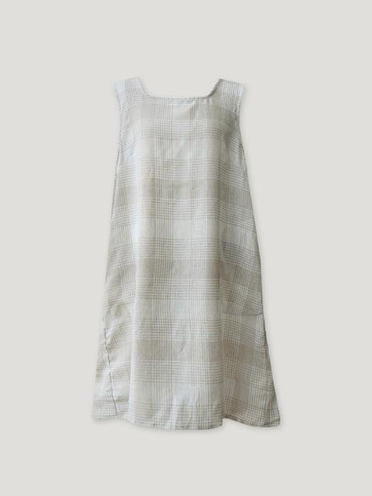 sosomoso check pre-dyed one-piece apron L - Natural Natural