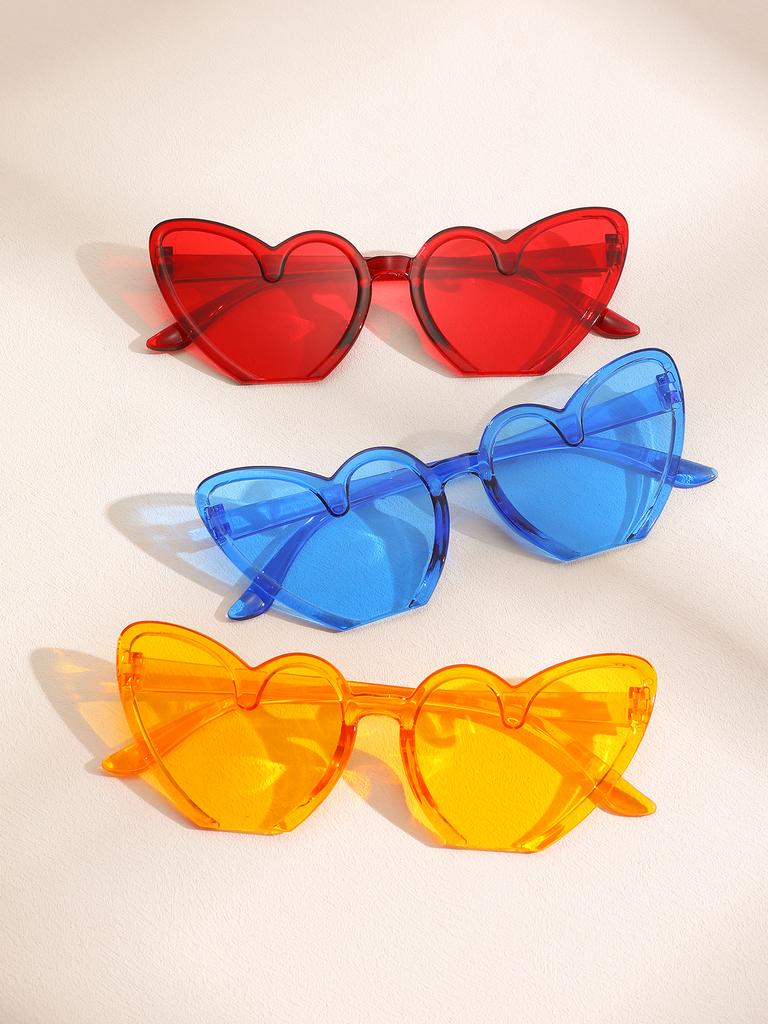3PCS Dopaamine Heart Frame Fashion Glasses Suitable for Daily Wear Driving Photography Parties