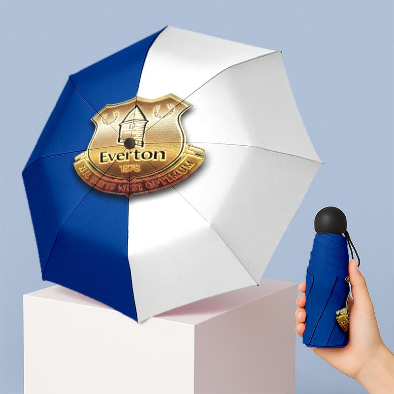 Everton Football Pattern Printed Mini 5 Folds 8 Ribs Compact Umbrella Windproof Waterproof Lightweight Portable Folding