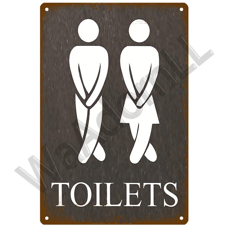 Vintage Metal Sign Home Funny Decor Toilet Tin Sign WC Lavatory Toilettes Wall Art Bathroom Restroom Toilet Wall Decoration Pub