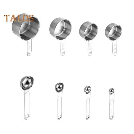 Messlöffel-Set aus Edelstahl, Doppelskala, Messbecher mit ergonomischem Griff für präzise Backmessungen, Verwendung in der Küche zu Hause und in der Bäckerei