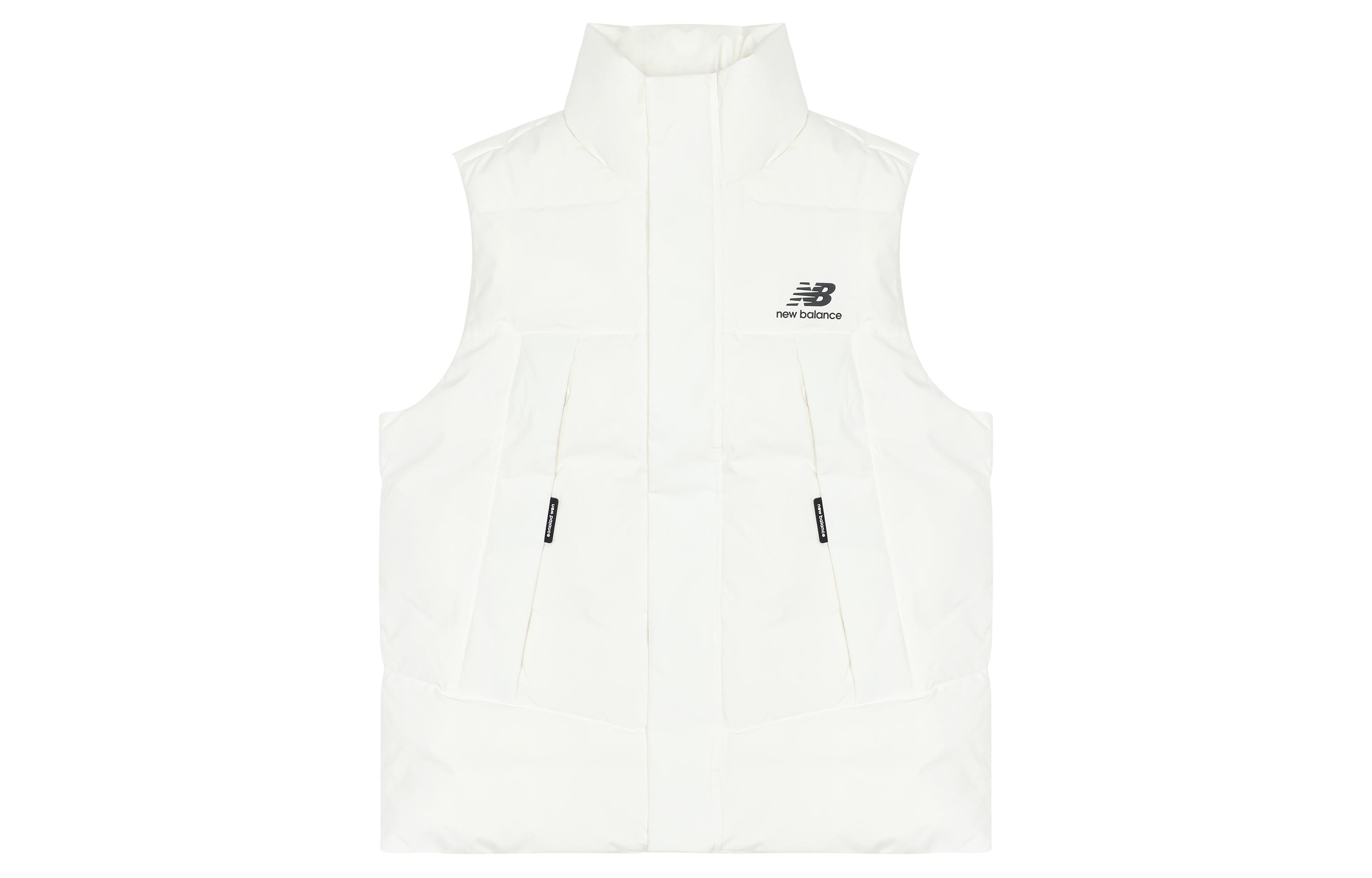New Balance Pocket Puffer Down Vests Men s White Stand Collar Moderate Other AMV24360-CIC XL