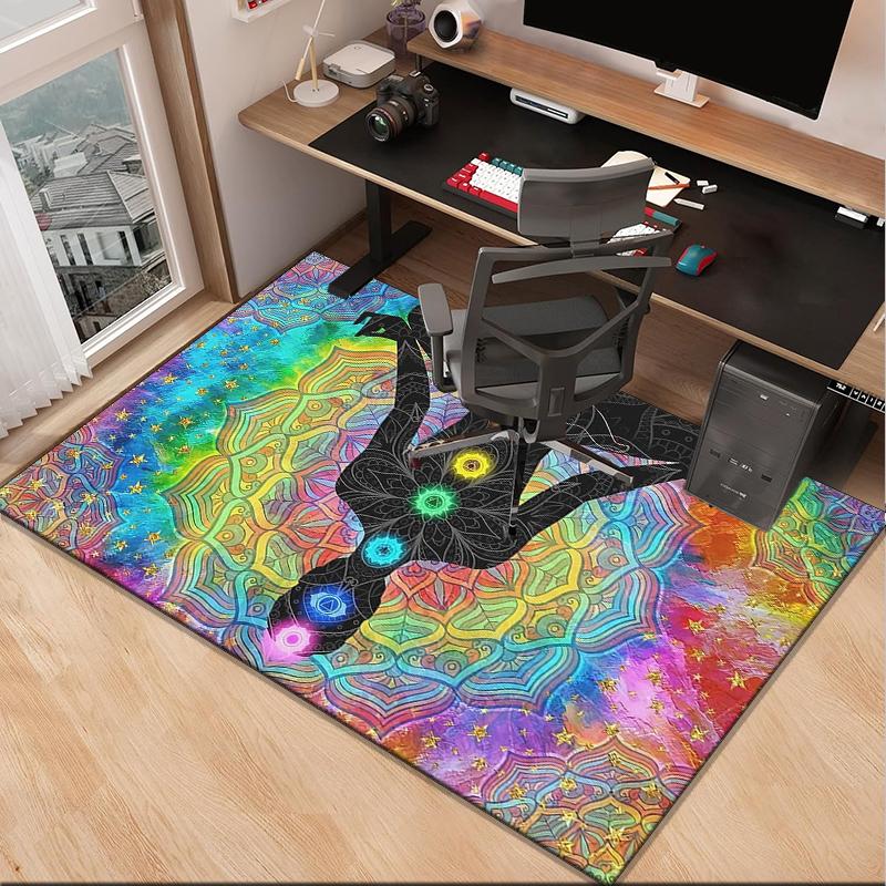 Chakra Balance Meditation Office Rug Chair Mat, Entryway Carpet, Suitable for Front Door, Bedroom, Living Room, Desk, Holiday Gift