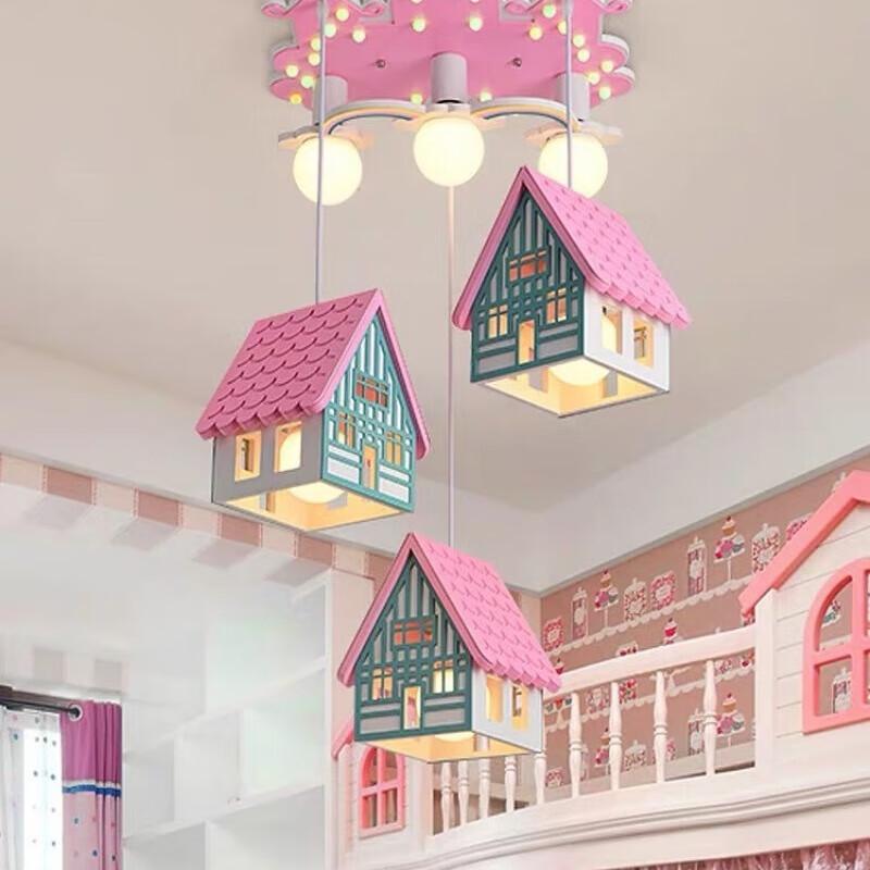 Детский потолочный подвесной светильник Li Shen Wooden House с 3 плафонами